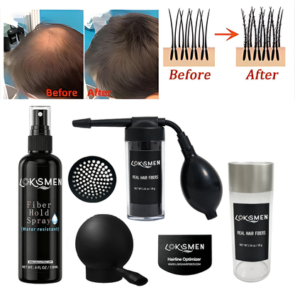 Wholesale Waterproof Thick Styling Hair Building Fiber Powder Natural Real Human Premium Hair Fibers Set for Men and Women