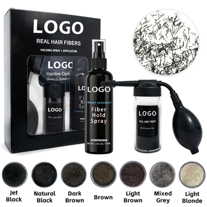 Wholesale Waterproof Thick Styling Hair Building Fiber Powder Natural Real Human Premium Hair Fibers Set for Men and Women