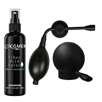 OEM 100% Real Human Hair Fiber with Applicator Pump Hair Styling Products Thickening Powder Hold Spray Hair Building Fiber