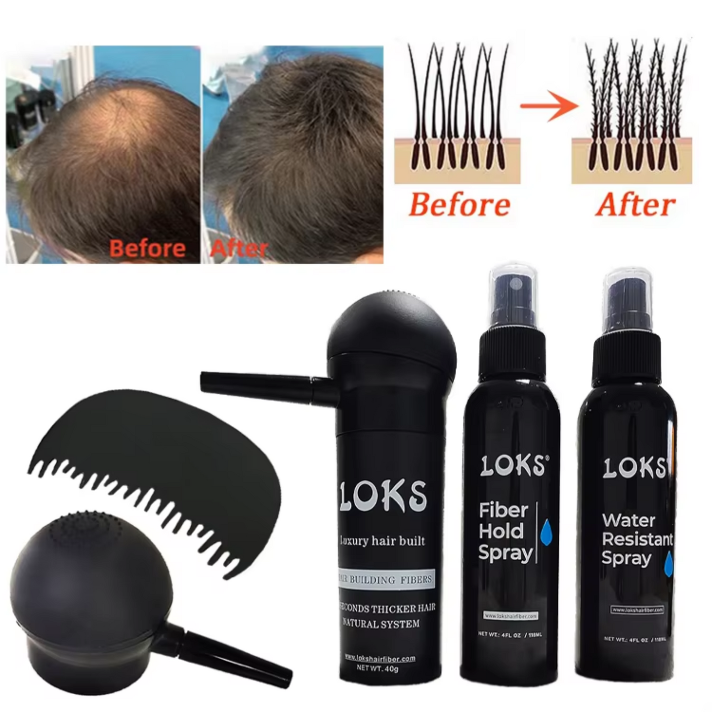 Keratin 100% Human Hair Building Fiber Powder Applicator