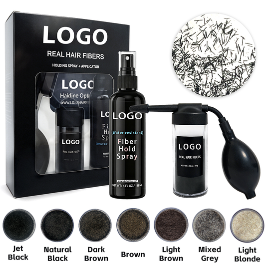 Premium 100% Real Human Hair Fiber Thickening Powder Spray Applicator Natural Keratin Cover Hair Loss Strong Hold Hair Fiber